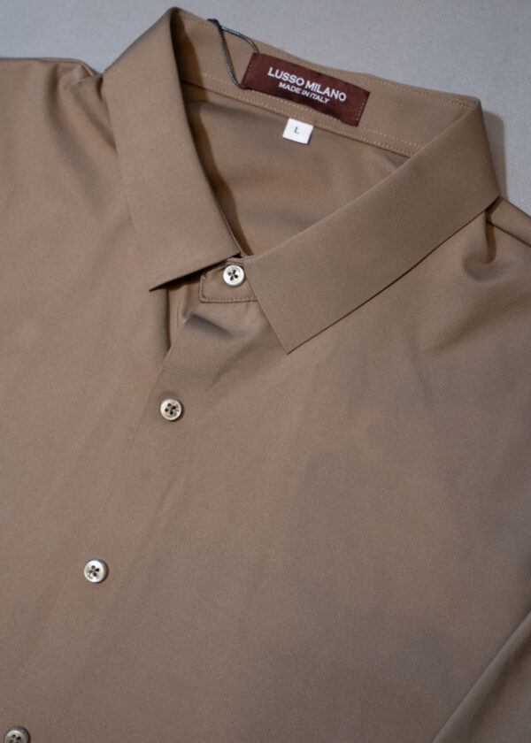 Men's Khaki Beige Solid Casual Shirt – Slim Fit, Long Sleeves
