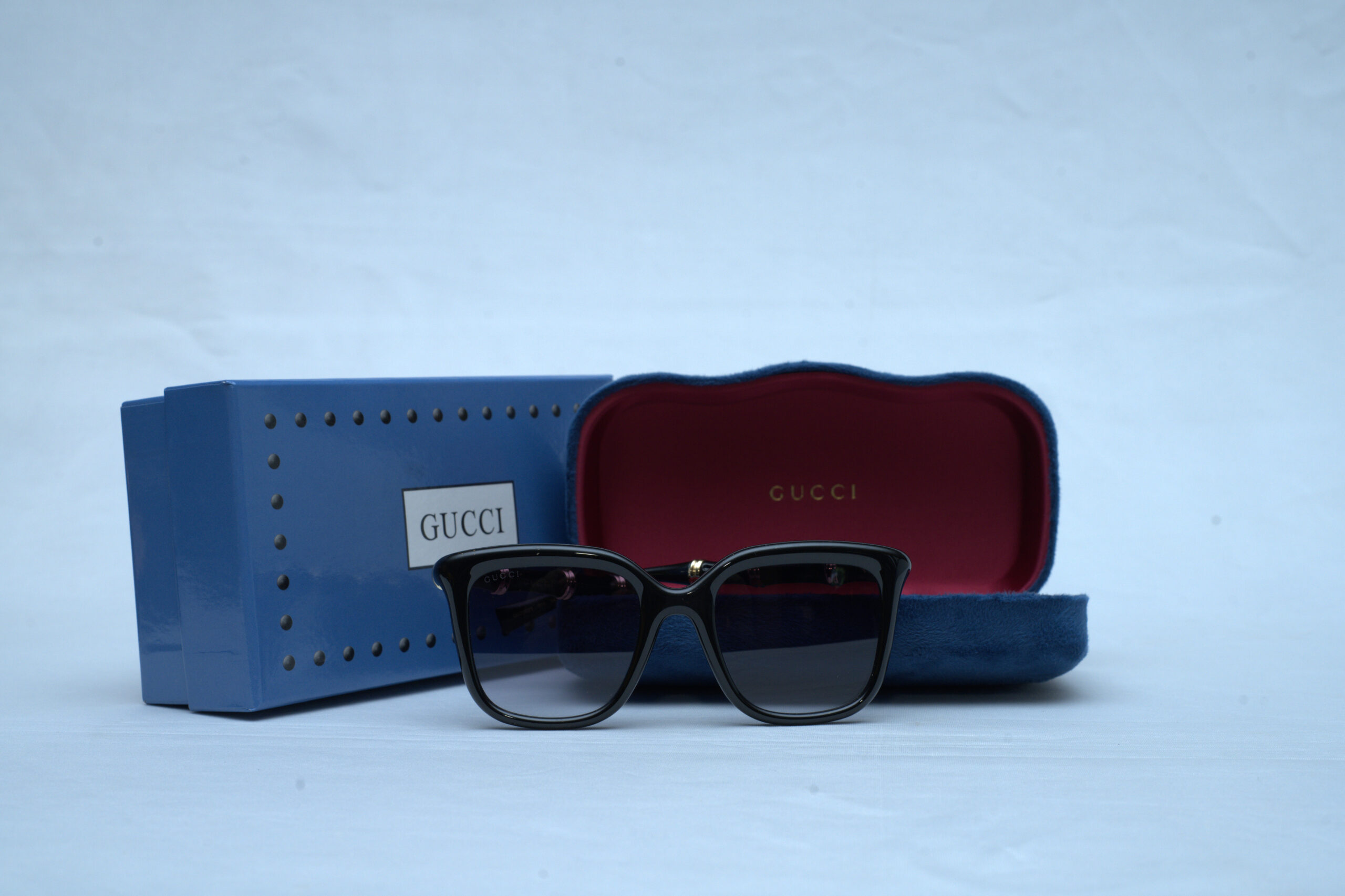 Gucci GG0036S Women's Square Sunglasses - Black Frame with Grey Gradient Lenses