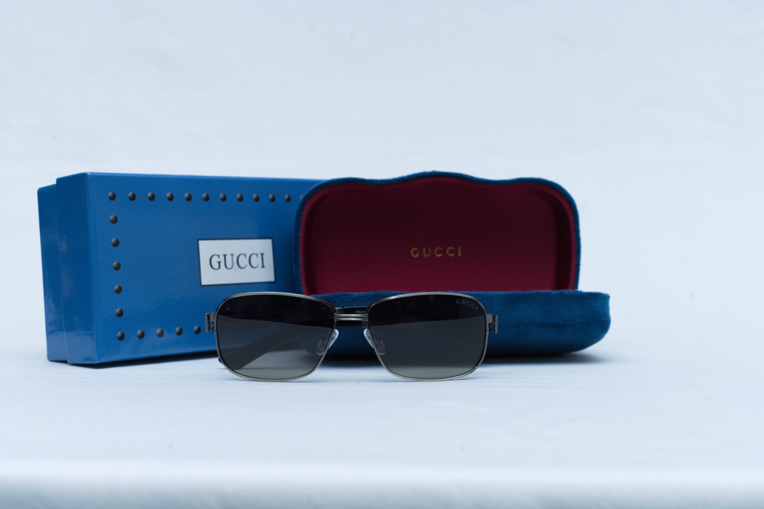 Gucci GG0529S Men's Square Aviator Sunglasses - Gunmetal Frame
