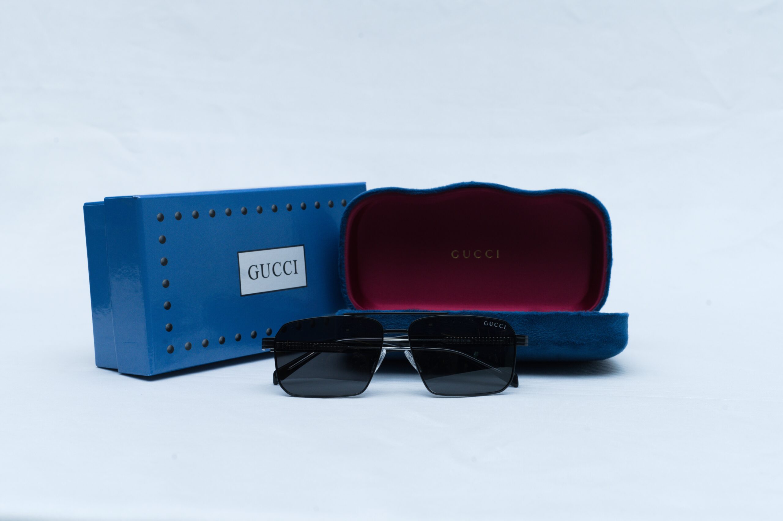 Gucci GG0529S Men's Double-Bridge Square Sunglasses - Black Metal
