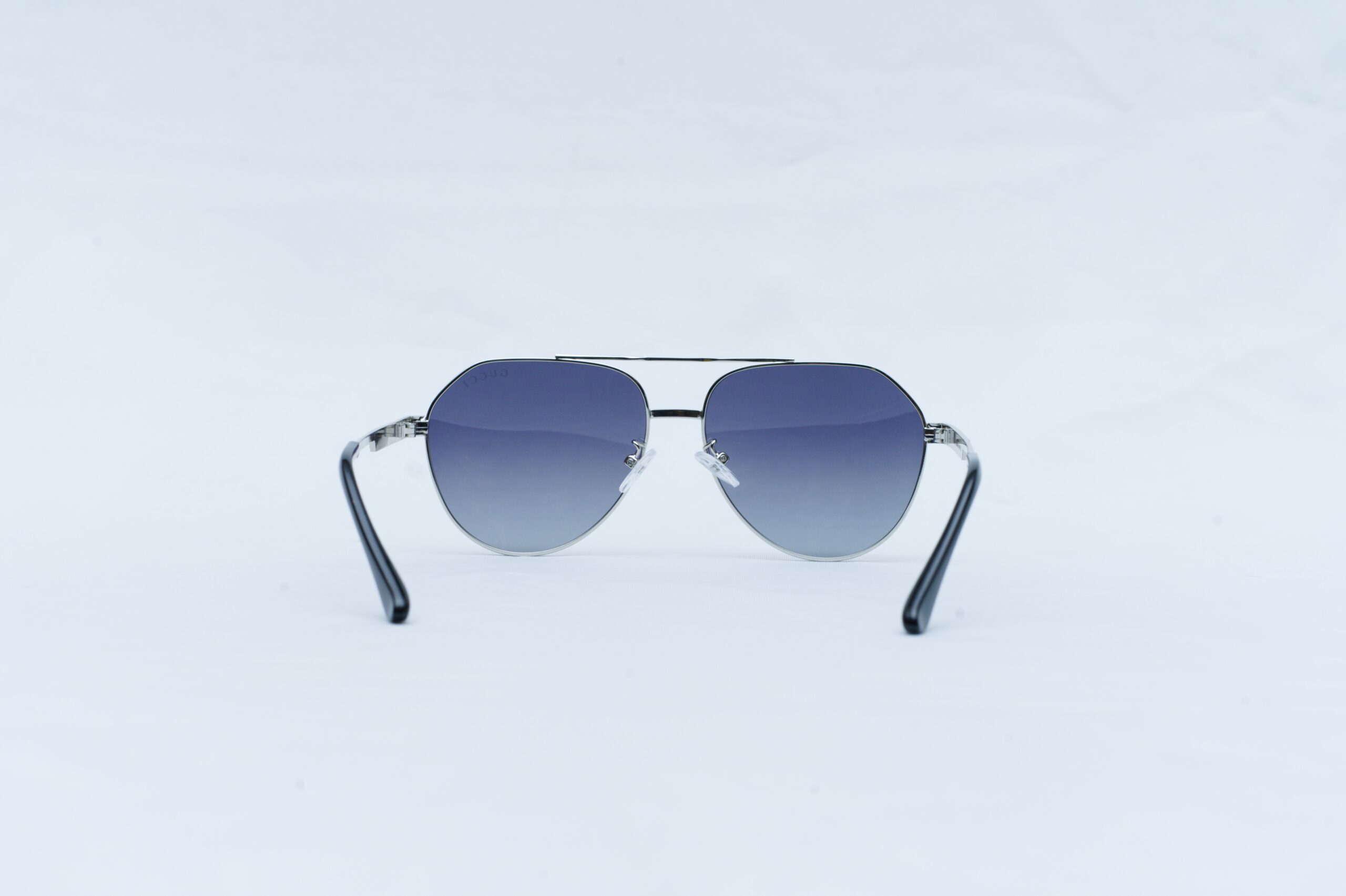 Gucci GG1677S Men's Pilot Aviator Sunglasses - Silver Frame with Blue Gradient Lenses
