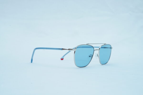Loro Piana Luxury Men's Rimmed Sunglasses - Silver & Light Blue Shades
