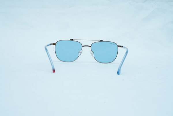 Loro Piana Luxury Men's Rimmed Sunglasses - Silver & Light Blue Shades