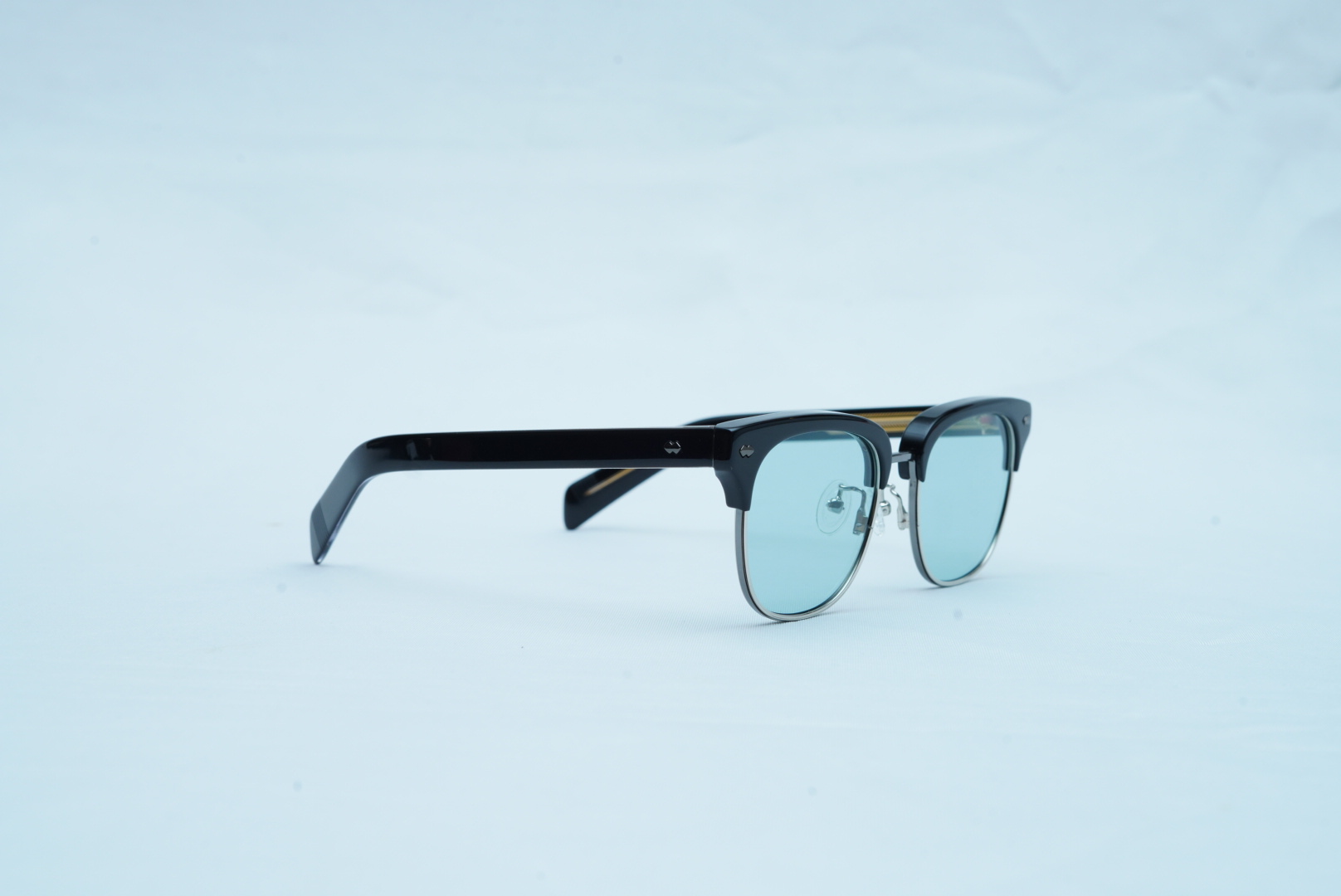 Loro Piana Luxury Men's Combination Sunglasses - Half-Rim Light Blue Shades