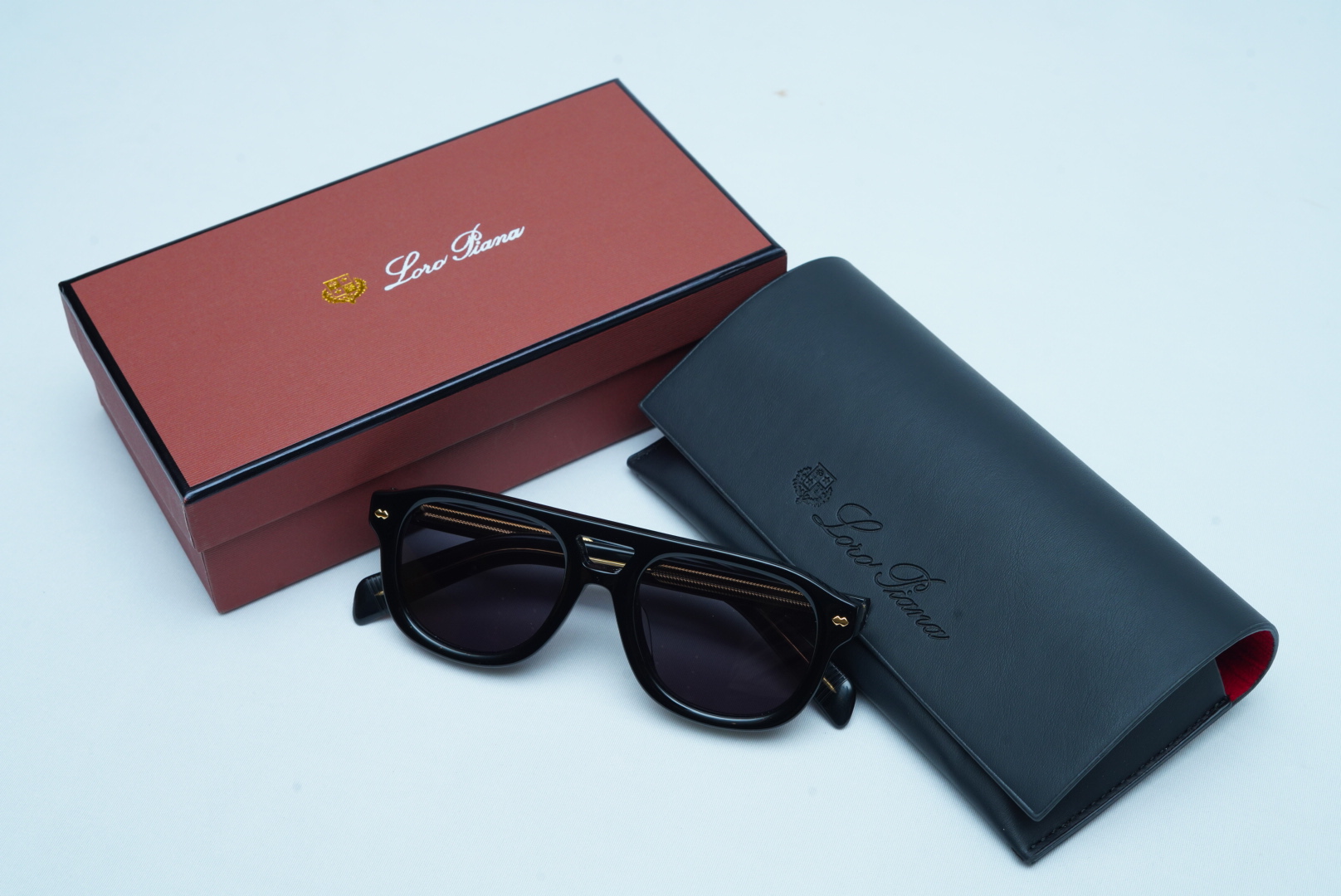 Loro Piana Luxury Men's Square Sunglasses - Thick Black Frame Shades