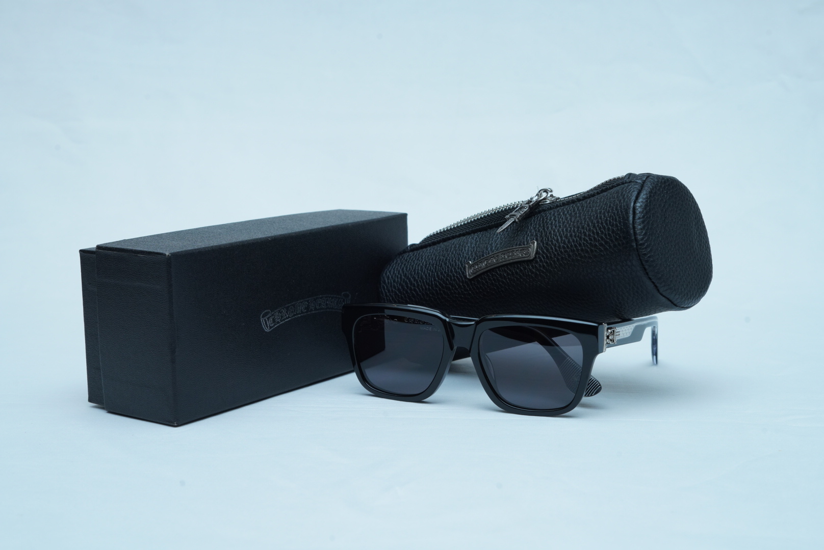 Chrome Hearts Luxury Men's Thick Frame Sunglasses - Gothic Silver Details