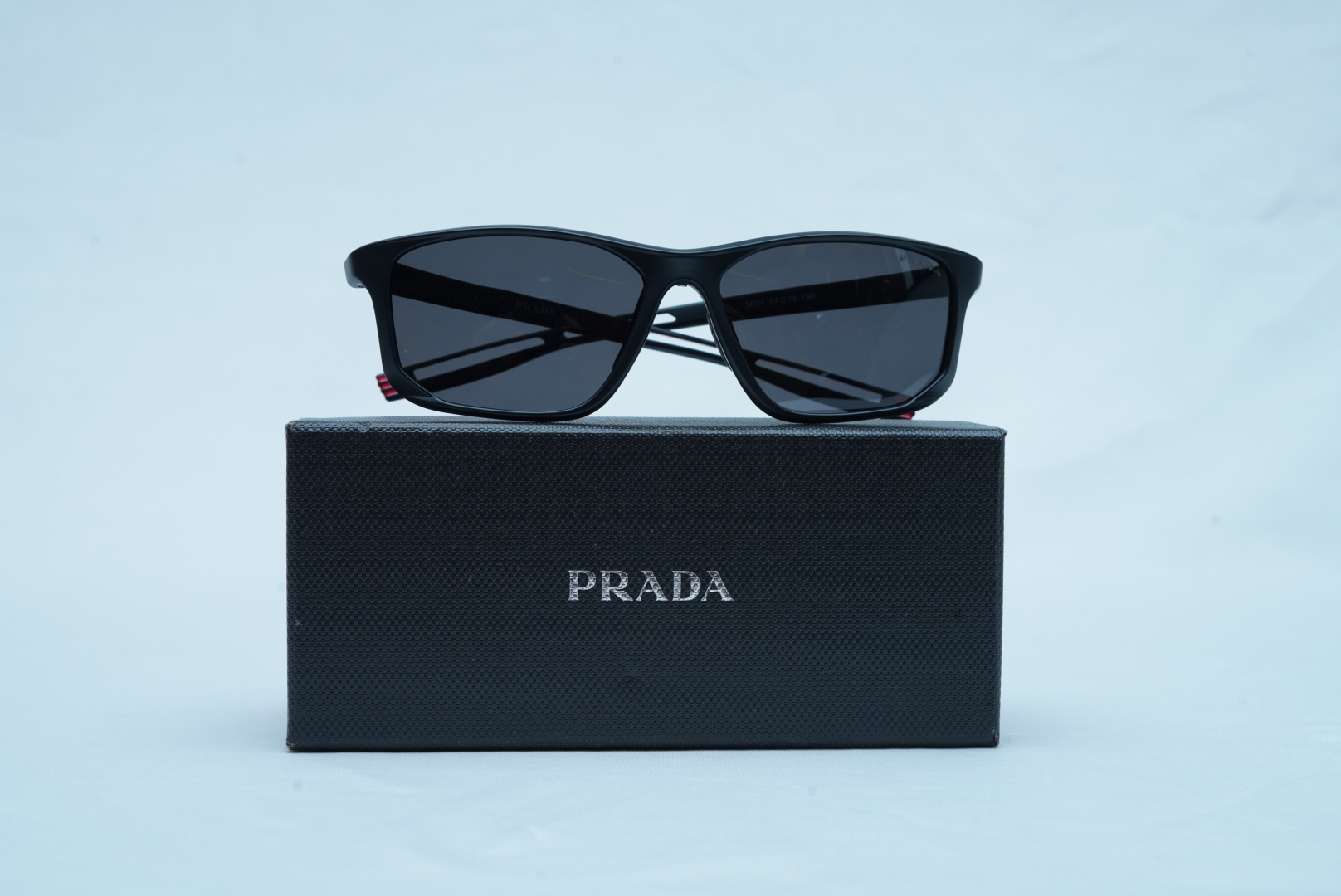 Prada Men's Wrap Sport Sunglasses - Matte Black Rubberized Shades